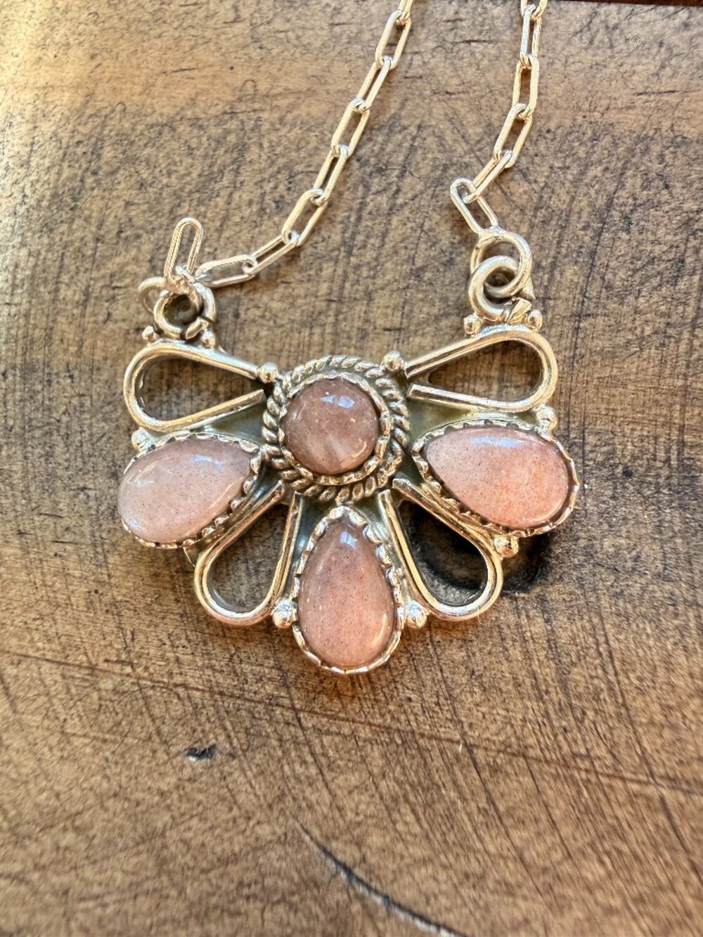 Genuine Chocolate Moonstone and Sterling Silver Necklace
